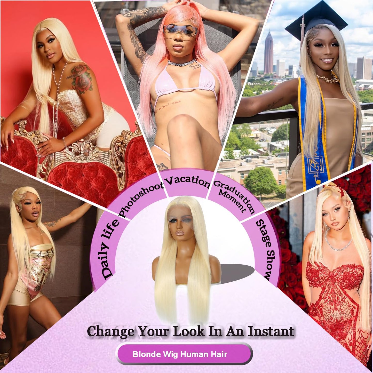 32 Inch 613 13x6 Lace Front Wigs Human Hair Straight Blonde Wig 180% Density 613 Lace Front Wig Human Hair for Women, Pre Plucked, Minimal Shedding, Soft Texture, Natural Look for Daily Wear