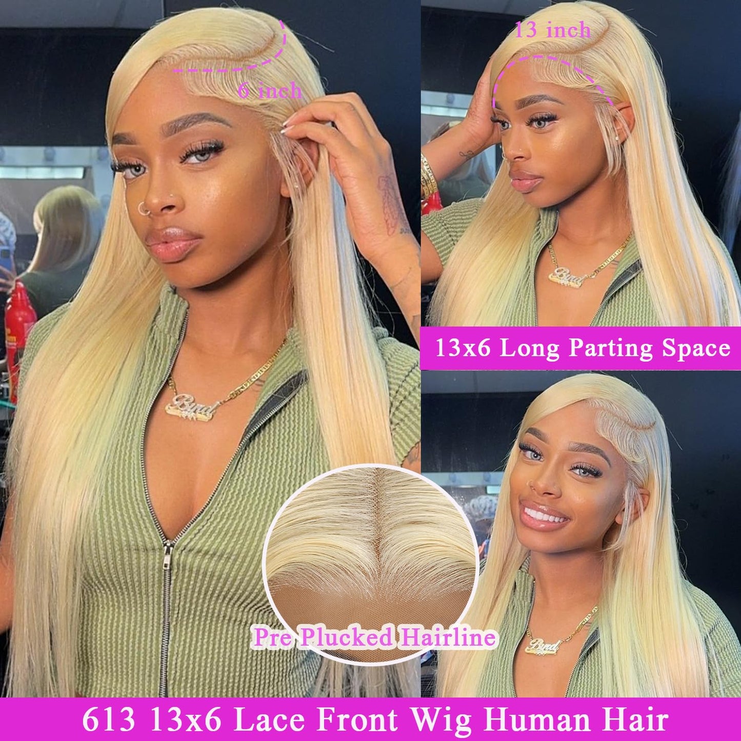 32 Inch 613 13x6 Lace Front Wigs Human Hair Straight Blonde Wig 180% Density 613 Lace Front Wig Human Hair for Women, Pre Plucked, Minimal Shedding, Soft Texture, Natural Look for Daily Wear