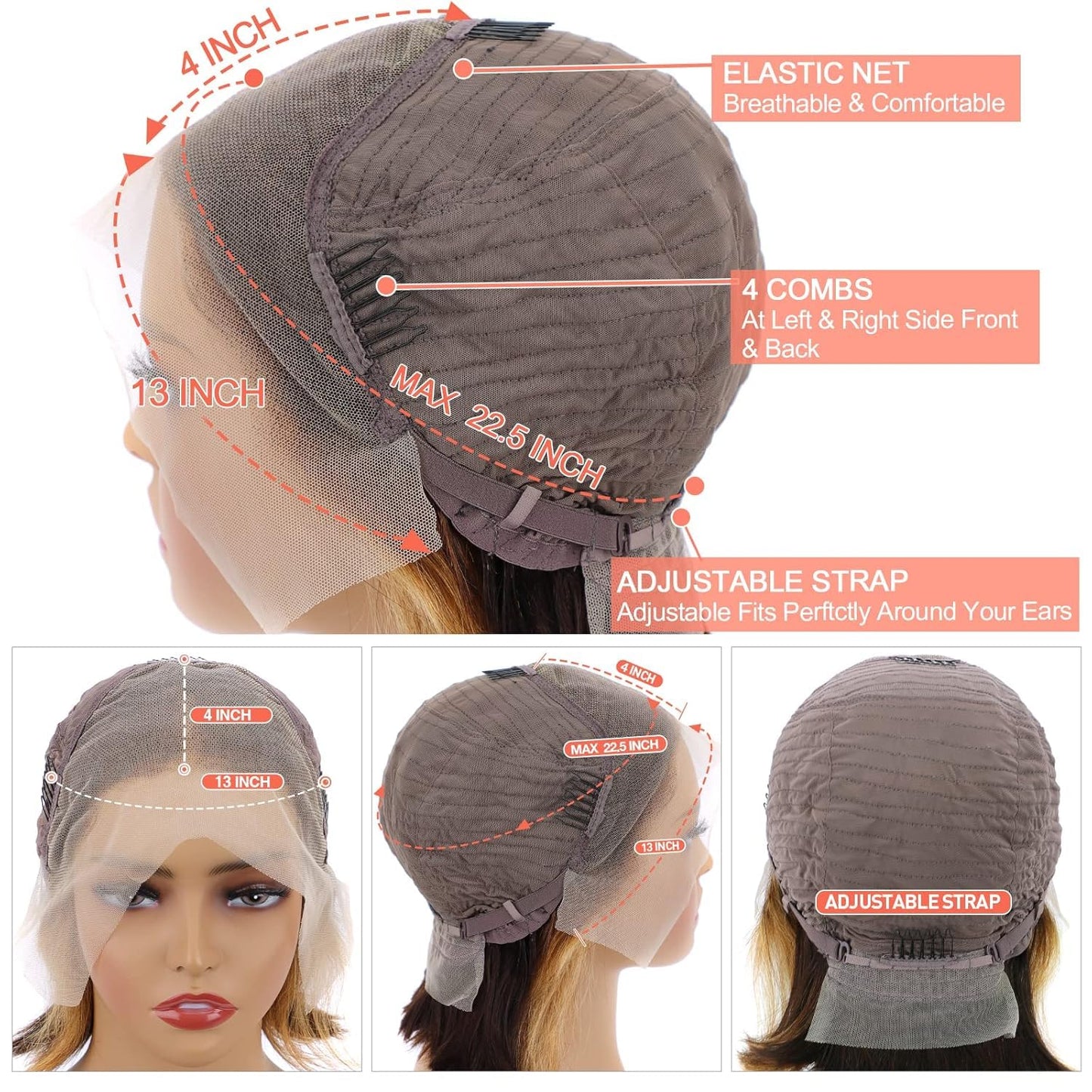 Wear and Go Glueless Bob Wig Human Hair Pre Plucked Pre Cut 180% Density 5x5 HD Transparent Lace Front Wigs Human Hair for Black Women Short Straight Bob Wigs No Glue Lace Closure Wigs 10 Inch