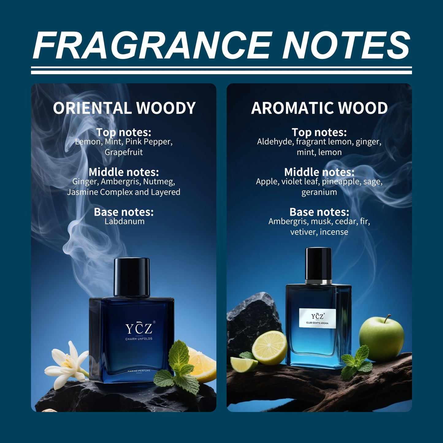 Ycz CLUB GENT'S AROMA, 1.7oz(50ml), Man Perfume, Nightclub Essential Fragrance, Long Lasting Cologne for Men with Aromatic Woody Notes of Aldehyde, Ginger, Mint, and Lemon