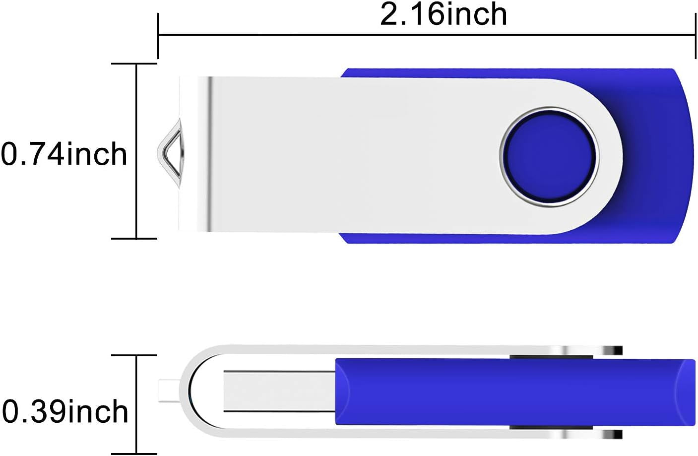 64GB USB 2.0 Flash Drive - 10 Pack, Blue