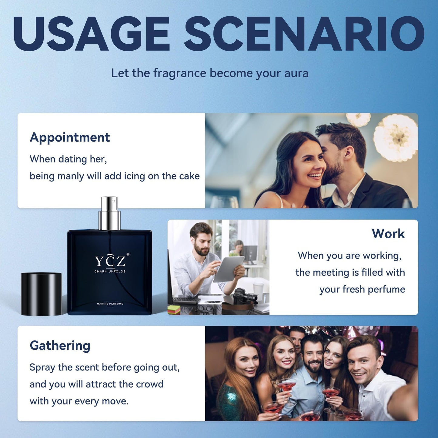 Ycz CLUB GENT'S AROMA, 1.7oz(50ml), Man Perfume, Nightclub Essential Fragrance, Long Lasting Cologne for Men with Aromatic Woody Notes of Aldehyde, Ginger, Mint, and Lemon