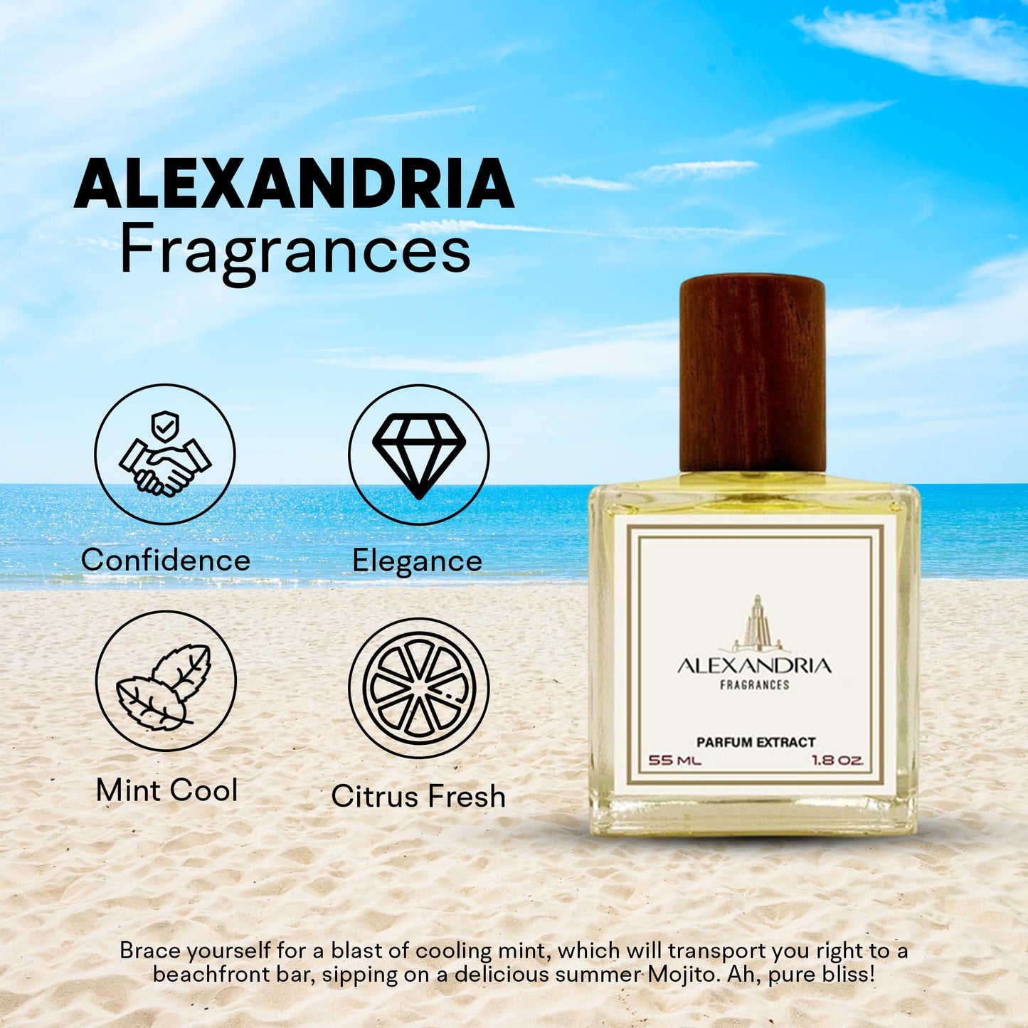 Alexandria Fragrances Deep Blue Perfume - Long Lasting Eau de Parfum for Men and Women - Fresh Citrus Parfum with Mint, Black Currant, Neroli and Musk - Luxury Men’s Cologne for Every Occasion - 10ml