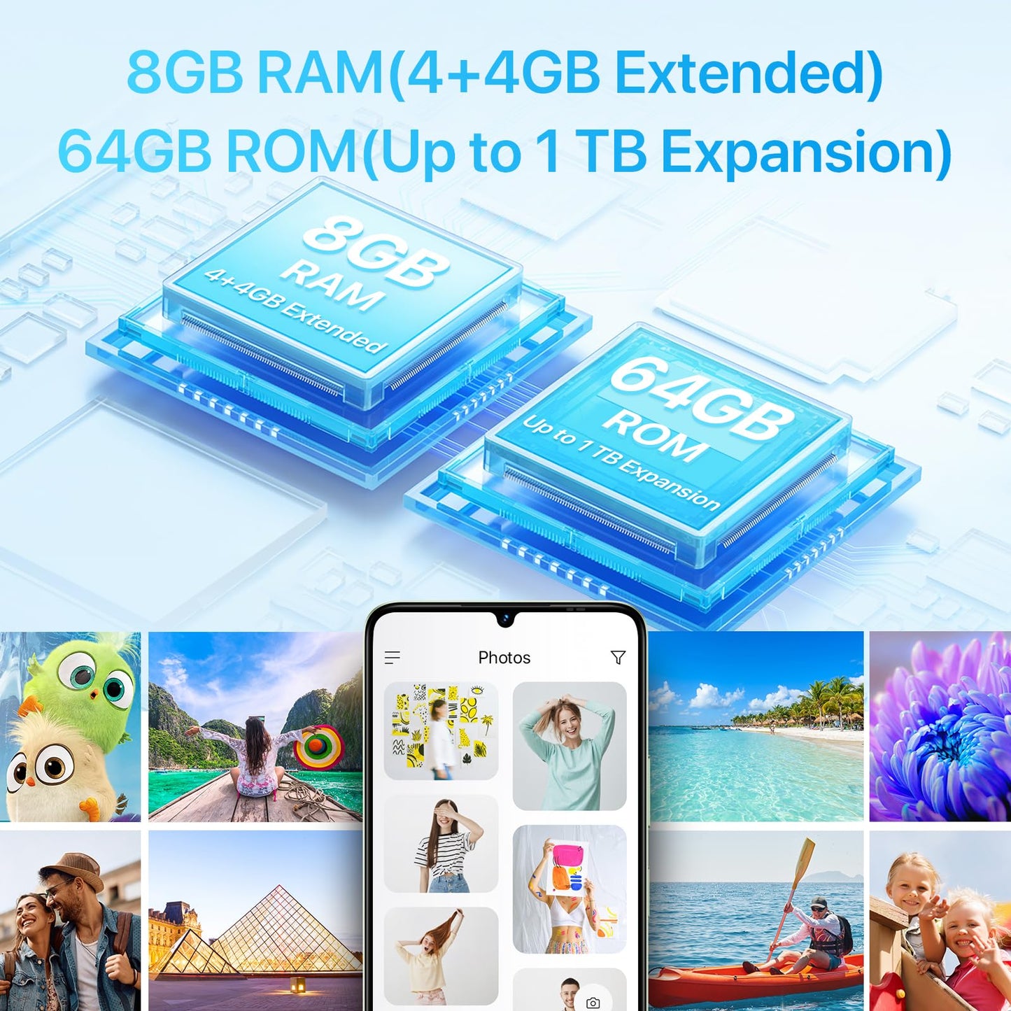 UMIDIGI G9A Unlocked Phones, Android 14 Go Cell Phone, 8GB+64GB/TF 1TB Expend Octa-Core, 4G Dual SIM Card, 3.5mm Headphone Jack 6.75" HD+Display Phones, AI Face Unlock Android Phone,5000mAh,GPS