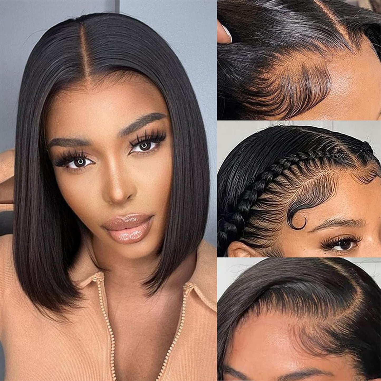14 Inch Bob Wig Human Hair 13x6 Hd Transparent Lace Front Wigs Human Hair Pre Plucked Glueless Bob Wig 180% Density Short Straight Bob Wigs For Women