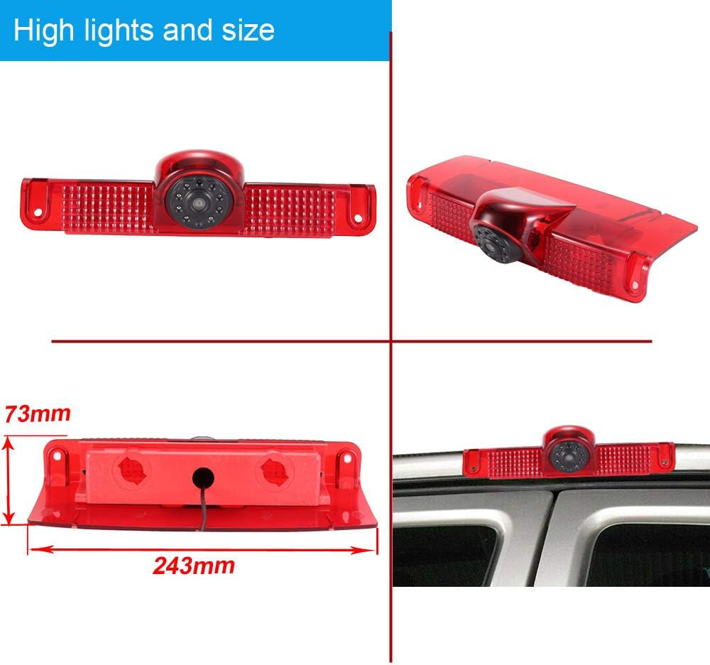Updated Car Third Roof Mount Brake Lamp Camera with 4.3" Reverse Screen for Chevrolet Express and GMC Savana Vans