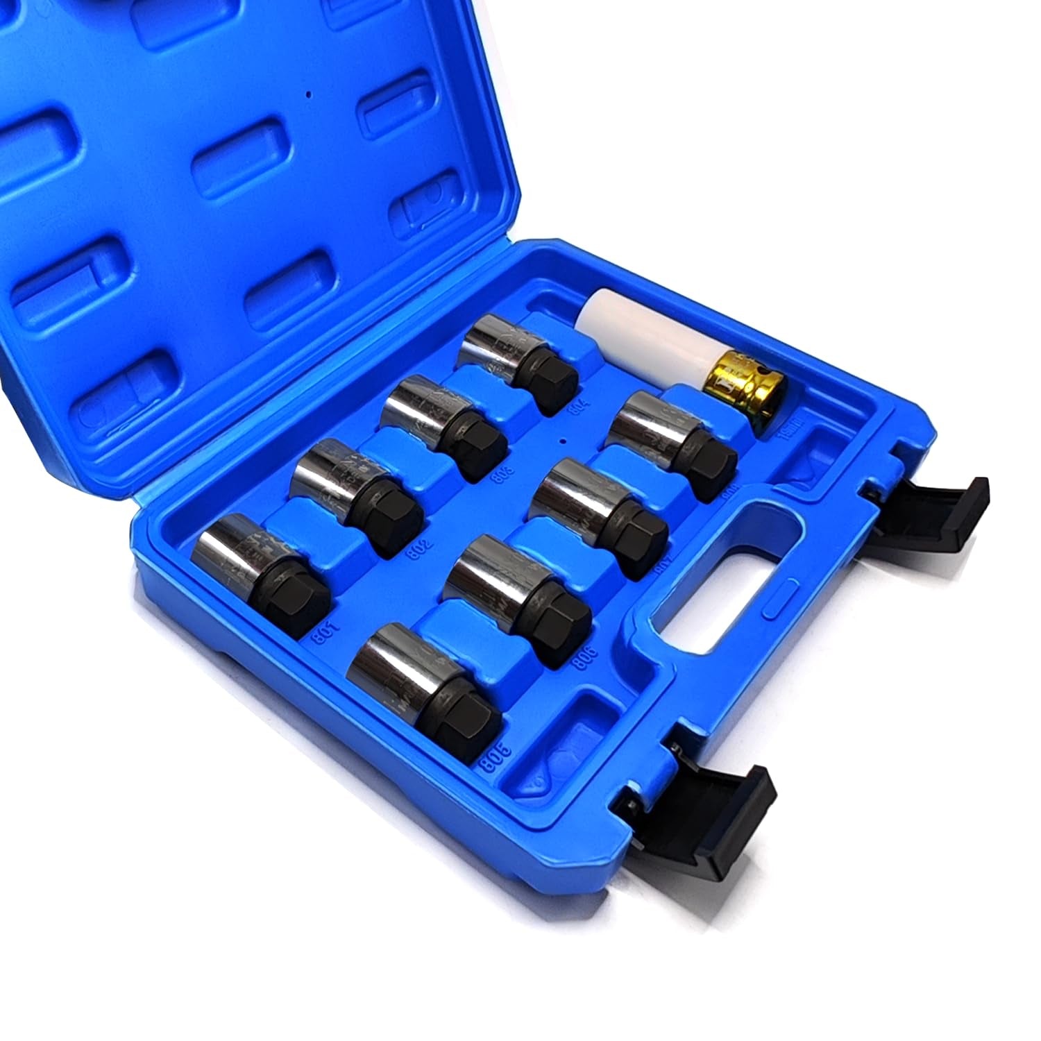 9PCS 25.5Mm Wheel Lock Nut Remover Kit for Jeep (JK) - 19Mm X 20Mm Aluminum Wheel Nut Remover