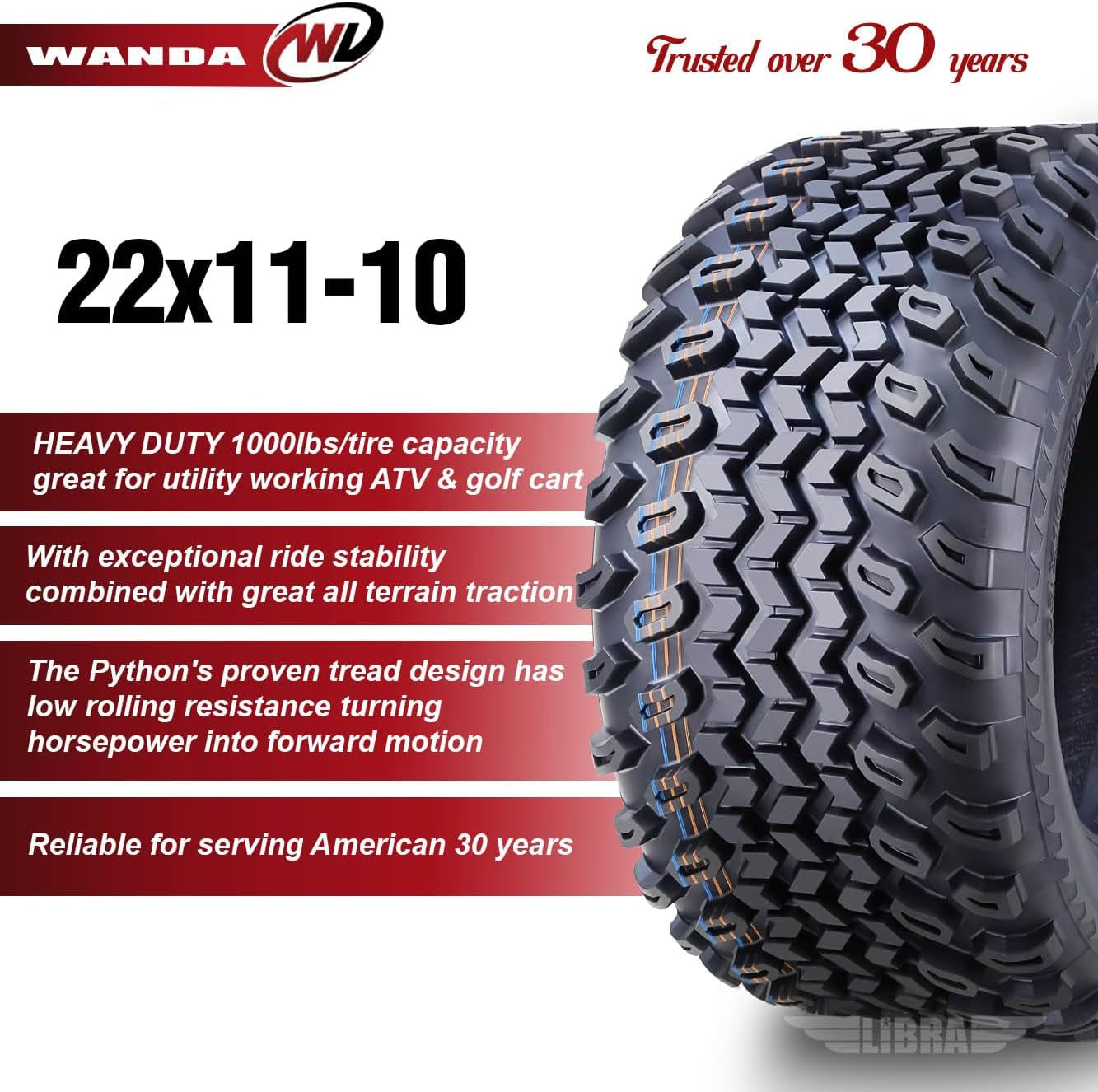 22X11-10 Golf Cart ATV Tires 4PR 22X11X10 High Load, Set 2-10142