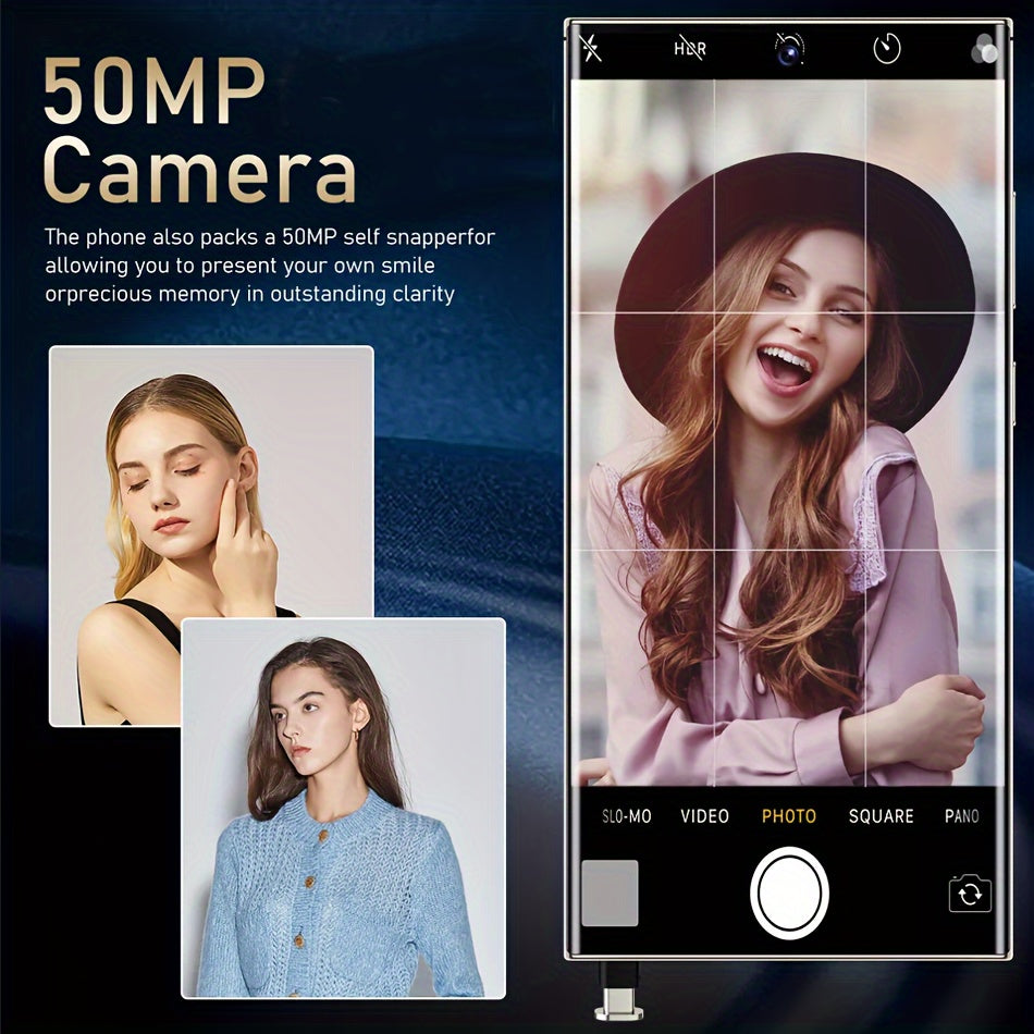 8GB+256GB Ultra C24 5G Android Smartphone - Experience Stunning 6.8" Display, Capture Life with 50MP+13MP Camera, Enjoy Long-Lasting 6800mAh Battery, Dual SIM Convenience, Built-in Stylus Pen, Advanced Face ID, Unlocked for G