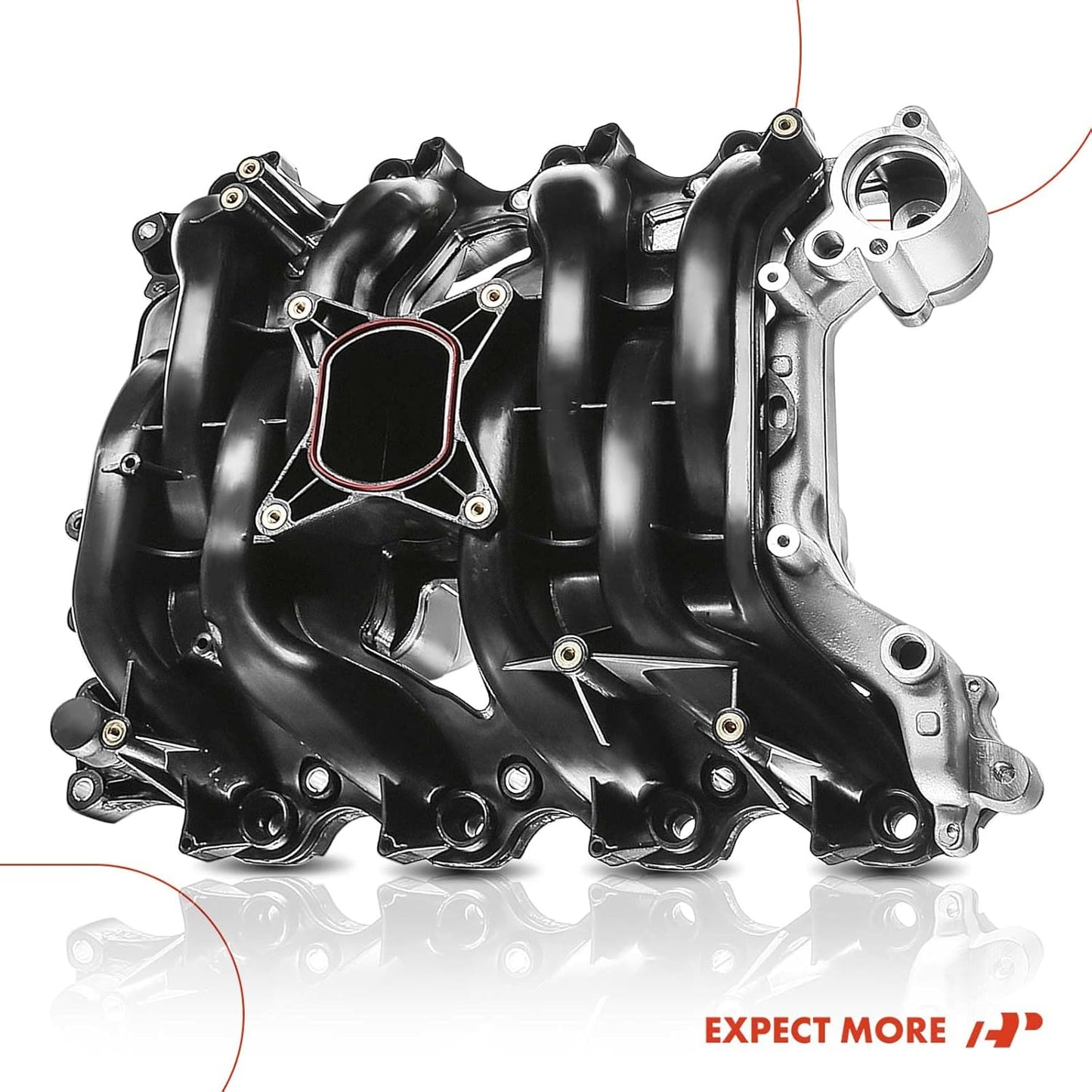 Upper Intake Manifold with Gaskets Thermostat Compatible with Ford Crown Victoria 01-11, Mustang 99-04, Explorer & Lincoln Town Car 01-11 & Mercury Grand Marquis 01-11, Mountaineer, 4.6L V8