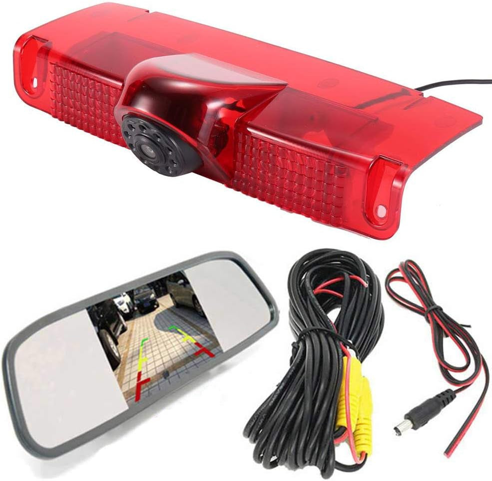 Updated Car Third Roof Mount Brake Lamp Camera with 4.3" Reverse Screen for Chevrolet Express and GMC Savana Vans