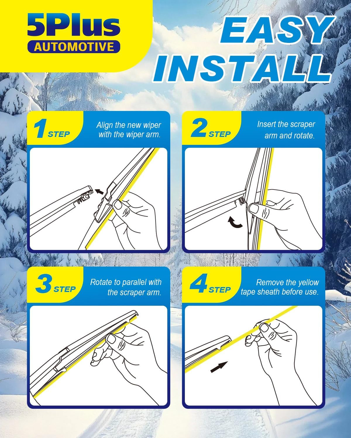 ® 14 Inch Rear Wiper Blade Replacement for Jeep Cherokee 2023-2017/Mazda CX-5 2013-2024 CX-9 2007-2023/Hyundai Tucson 2016-2020 Nexo 2021-2024/Chrysler Pacifica 2017-2024 Mute OEM Quality