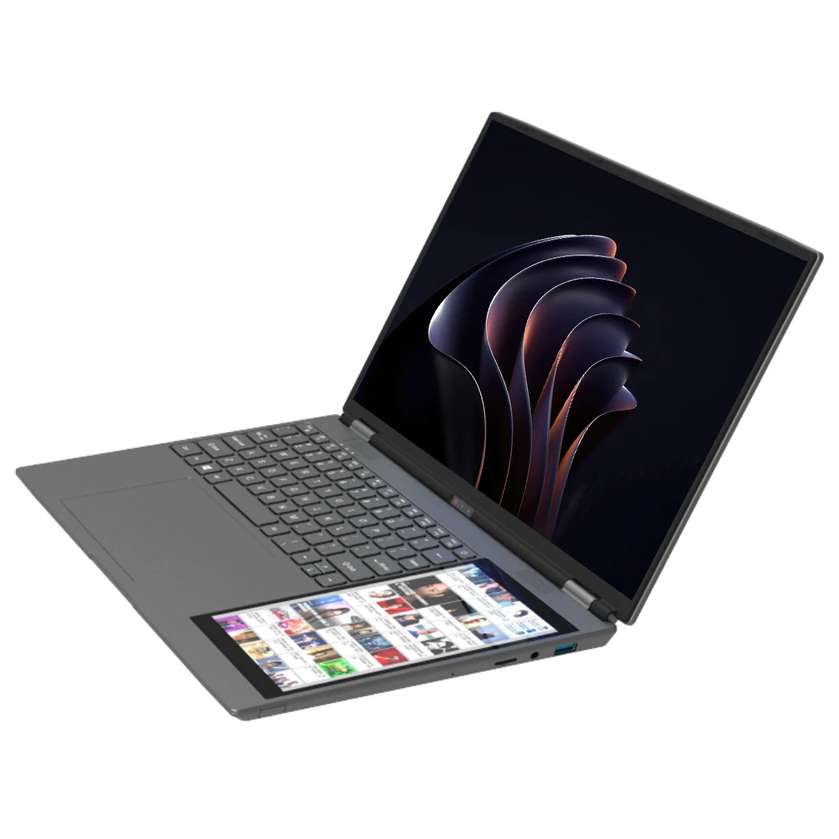 AKPAD 15.6"+7" Dual Screen Laptop Computer, Intel 12th N95 32GB/16GB DDR4 RAM, RGB Backlit Keyboard 7" Touch Screen Notebook PC