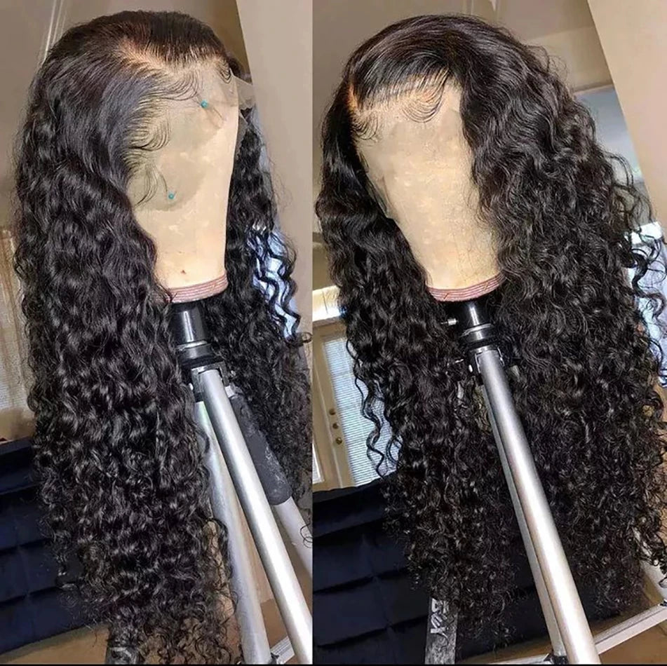 32 34 36Inch Deep Wave 13x4 13x6 Lace Frontal Wig Lace Front Human Hair Wigs For Women 180% Deep Curly Brazilian Human Hair Wig