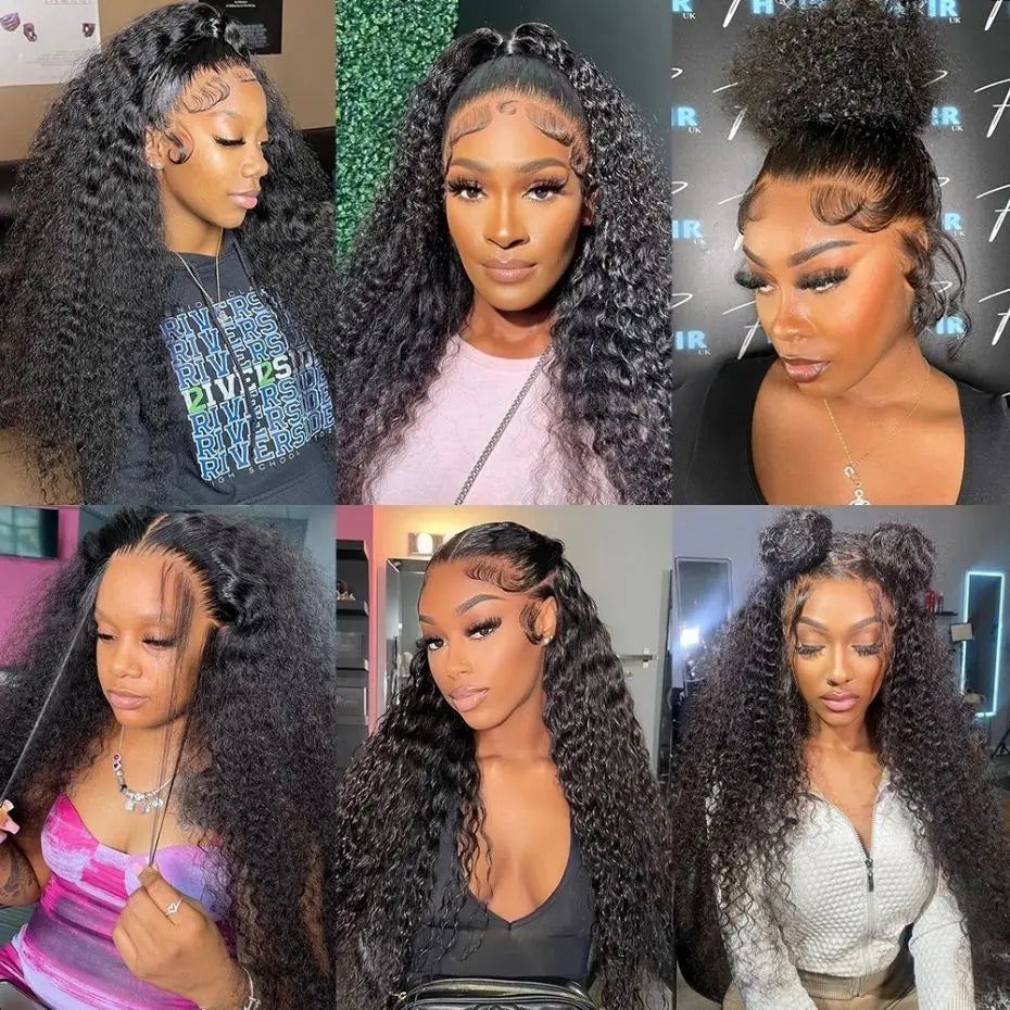 32 34 36Inch Deep Wave 13x4 13x6 Lace Frontal Wig Lace Front Human Hair Wigs For Women 180% Deep Curly Brazilian Human Hair Wig