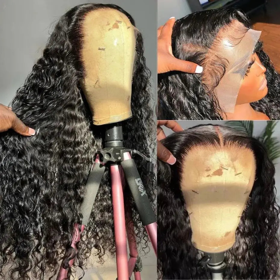 32 34 36Inch Deep Wave 13x4 13x6 Lace Frontal Wig Lace Front Human Hair Wigs For Women 180% Deep Curly Brazilian Human Hair Wig
