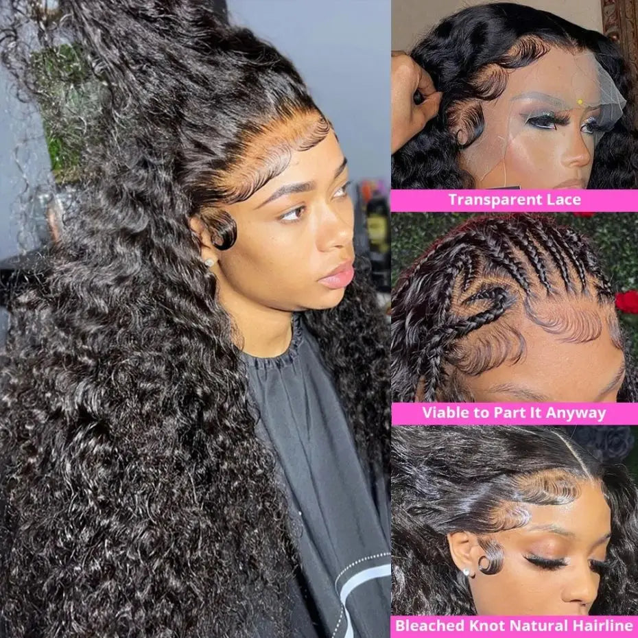 32 34 36Inch Deep Wave 13x4 13x6 Lace Frontal Wig Lace Front Human Hair Wigs For Women 180% Deep Curly Brazilian Human Hair Wig