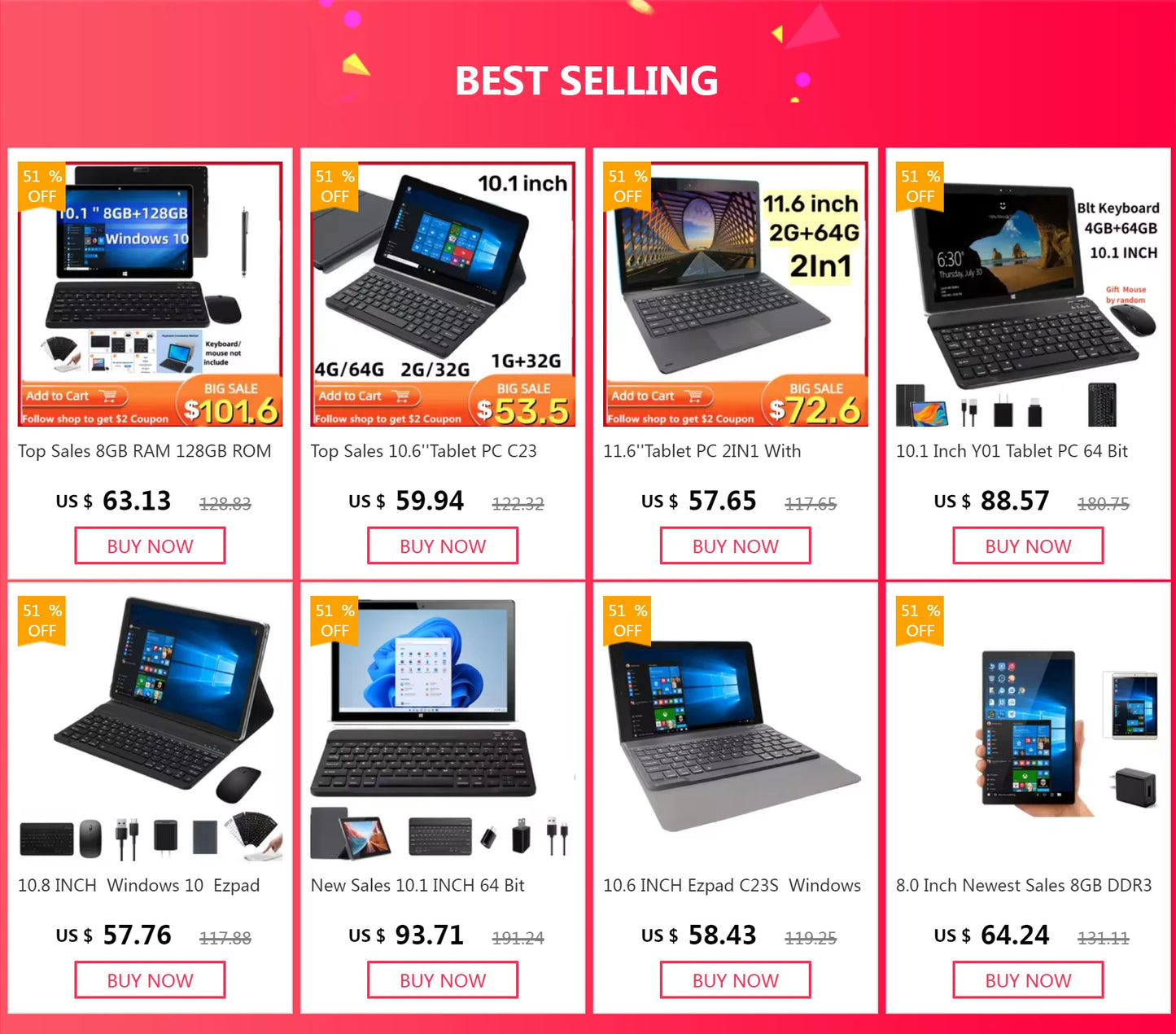 10.6 INCH Windows 10 Tablet PC 2GB RAM 32GBROM C24 X5 Z3735F CPU Quad Core 1366*768 IPS Screen WIFI 5000 MAH Battery