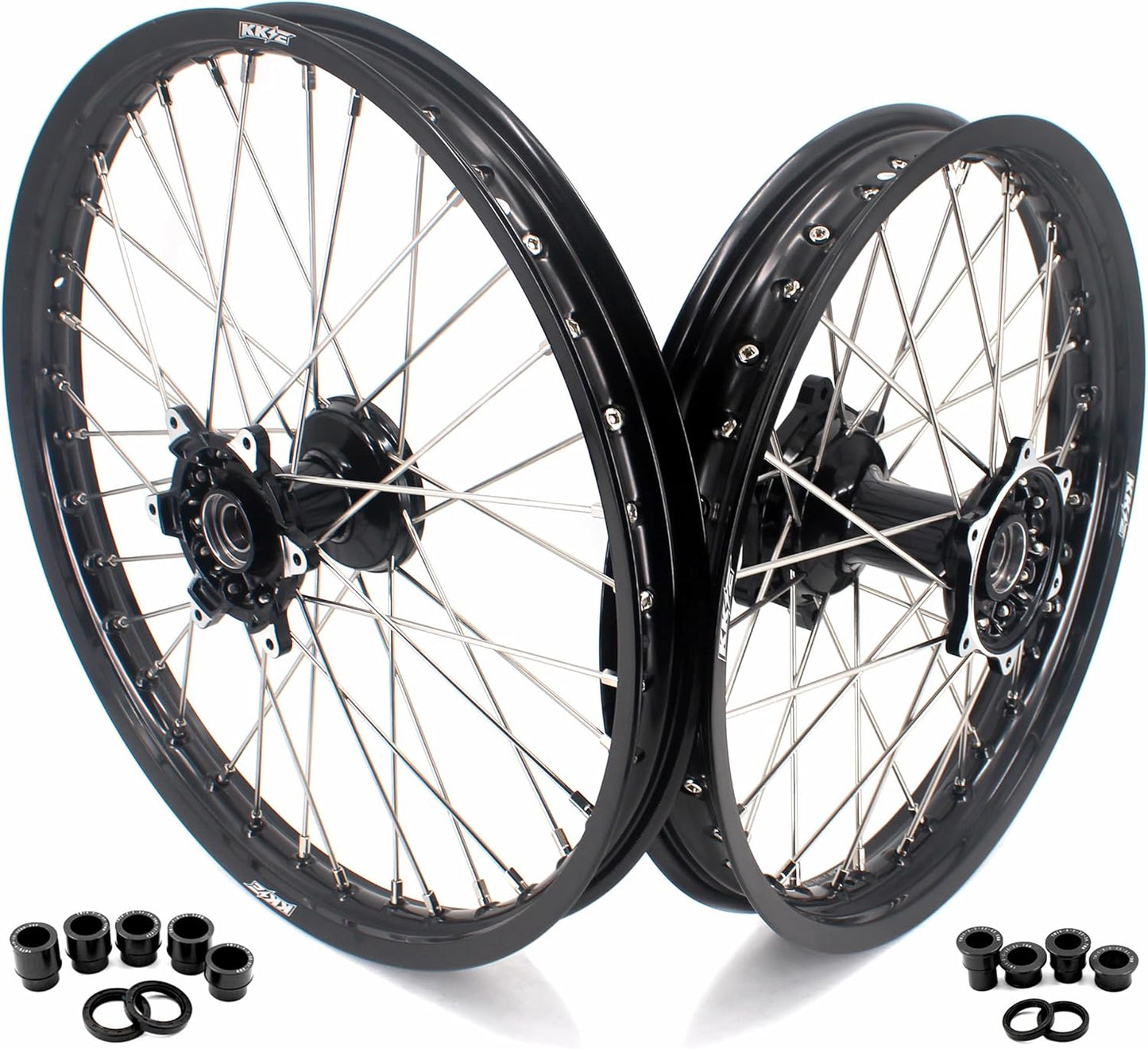 21/19 MX Casting Off-Road Wheels Rims Compatible with YAMAHA YZ125 YZ250 YZ250F YZ450F 2003-2024 Black Hub/Rim