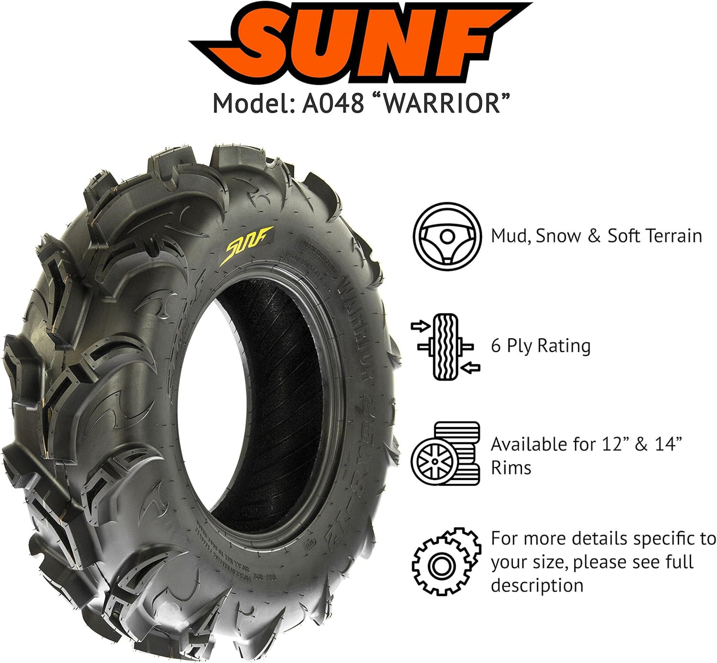 27X11-12 27X11X12 Mud V-Shape ATV UTV Muddy Tire 6 PR Tubeless - A048