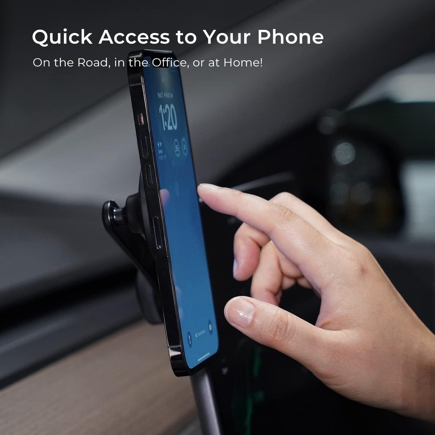 Terus Magsafe Compatible Monitor Mount for Tesla Model 3 and Model Y. Compatible with Magsafe Iphones Including Iphone 12/13/14/15/16/17 Series