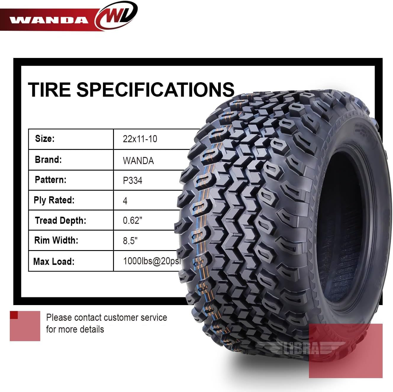 22X11-10 Golf Cart ATV Tires 4PR 22X11X10 High Load, Set 2-10142