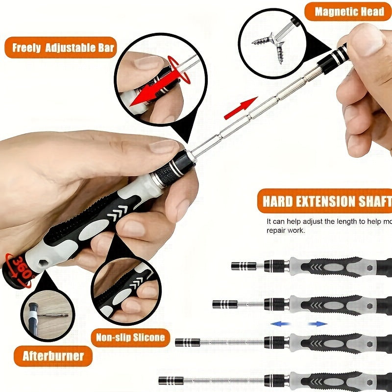 115 In 1 Precision Screwdriver Set Professional Repair Tool Magnetic Mini Repair Tool Kit With Flexible Shaft, Professional Electronics Repair For Phones, Watches, Laptops, Cameras, Game Consoles - Versatile Non-Slip Handle,