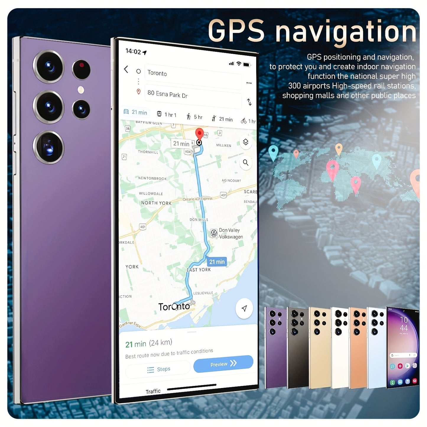 8GB+256GB C24 Ultra 5G Android Smartphone - 7.3" Display, 50MP+108MP Camera, 7000mAh Battery, Dual SIM, Built-in Stylus Pen, Unlocked Cell Phone For Global Use