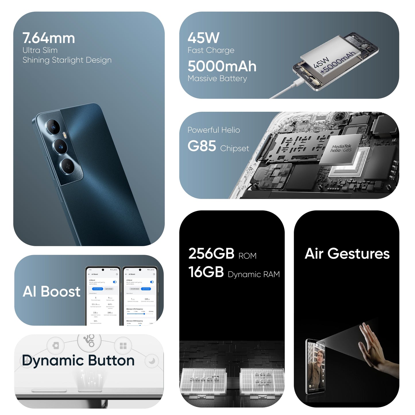 6GB+128GB Realme C65 Unlocked Smartphone - Capture Life with 50MP AI Camera, 5000mAh Long-Lasting Battery, NFC Supported, 4G LTE, Android 14, Global Version, Black