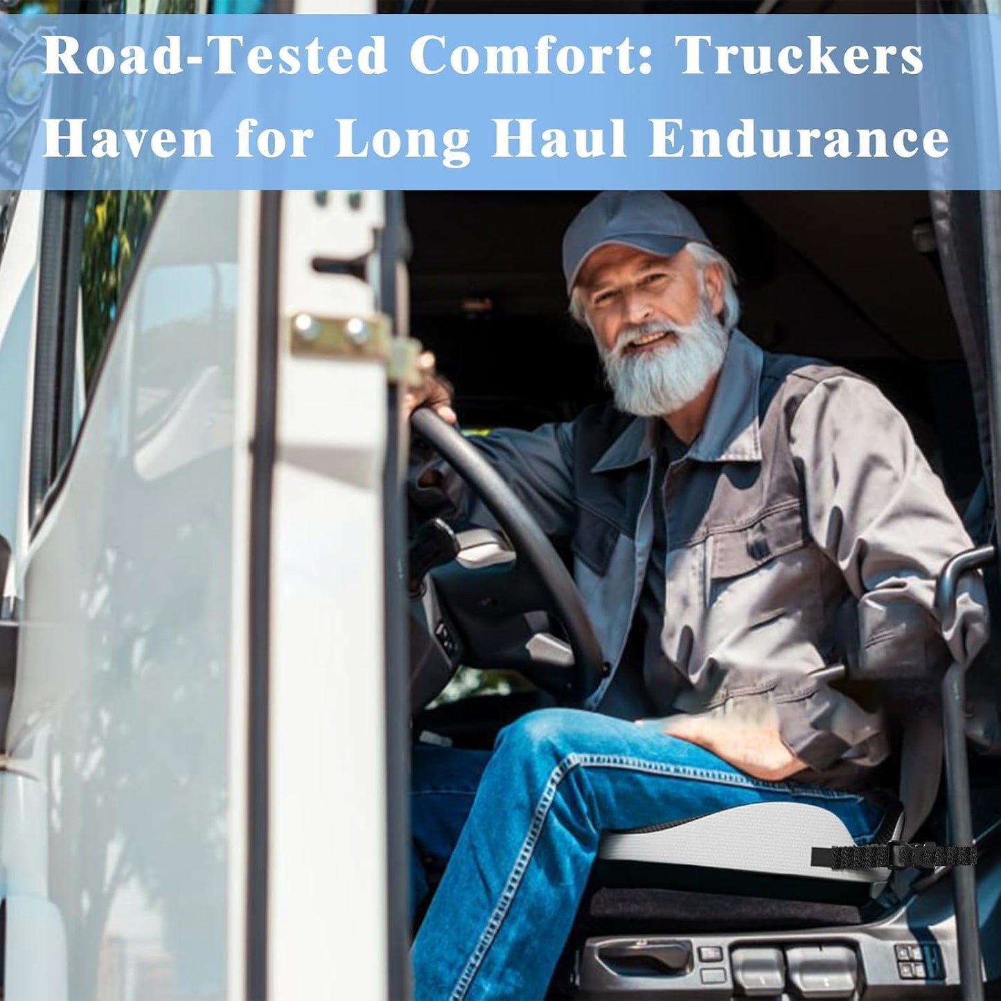 X-Large Seat Cushion for Truck Driver, Upgraded Cushion for Back Support and Pain Relief, Memory Foam with Non-Slip Washable Cover, Relieves Long-Term Truck Sitting and Pain