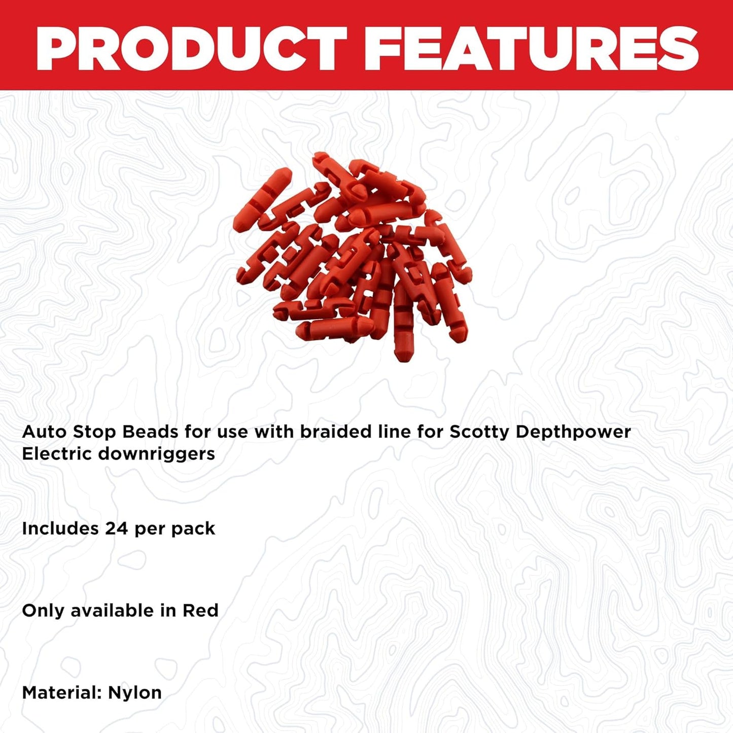 #2008-24 Auto Stopper Beads for Braided Line (24-Pack), Red