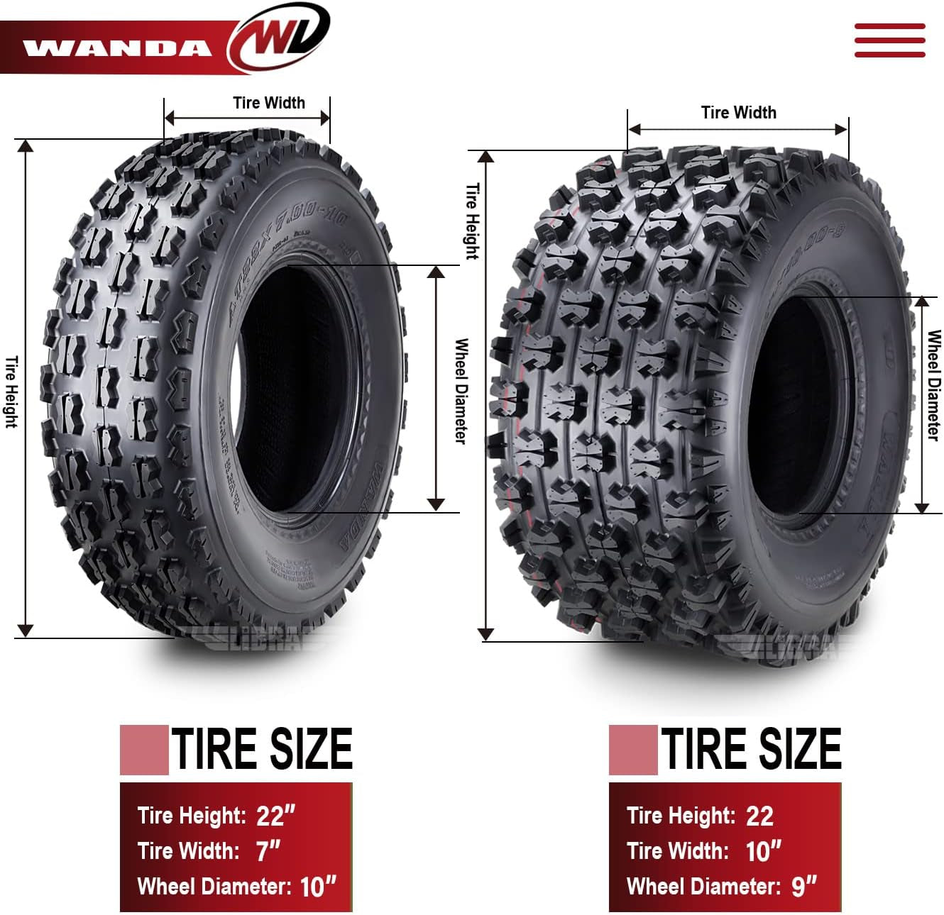 4 Sport ATV Tires 22X7-10 & 22X10-9 90-04 Yamaha Warrior 350X GNCC Race