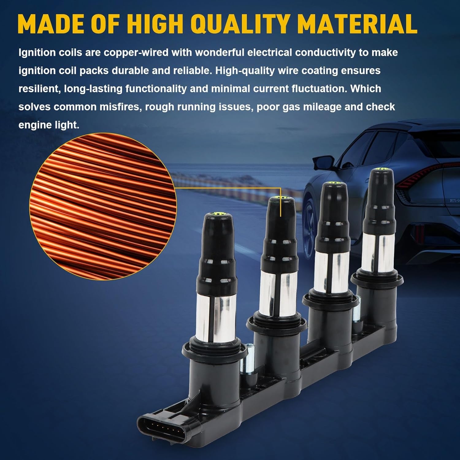 UF620 Ignition Coils Pack & 4PCS Iridium Spark Plugs Compatible with Chevy Cruze Sonic Aveo Aveo5 Pontiac G3 2011 2012-2018 1.6L 1.8L L4 Coil Pack Replace#90919-02247,C1646,5C1703,96476983