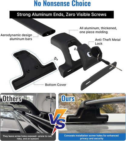 Upgrade 265 LBS Lockable Roof Racks Cross Bars for Mazda CX-5 2017-2025, Heavy Duty All Aluminum Rooftop Accessories
