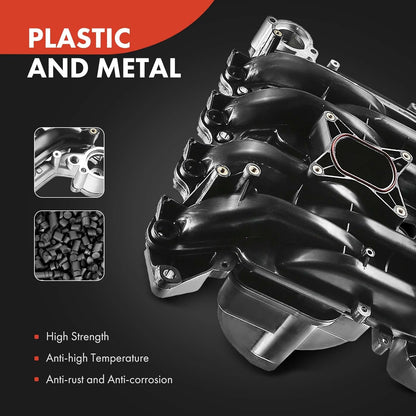 Upper Intake Manifold with Gaskets Thermostat Compatible with Ford Crown Victoria 01-11, Mustang 99-04, Explorer & Lincoln Town Car 01-11 & Mercury Grand Marquis 01-11, Mountaineer, 4.6L V8