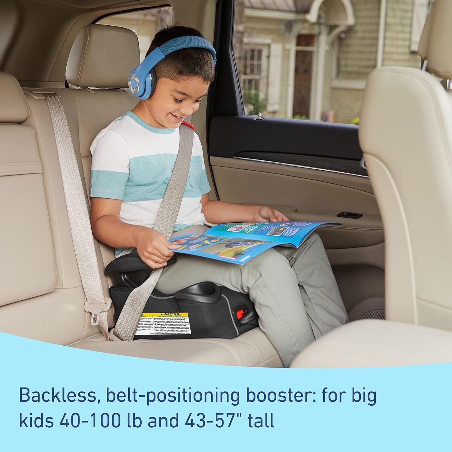 ® Turbobooster® LX Backless Booster with Affix Latch | Backless Booster Seat for Big Kids Transitioning to Vehicle Seat Belt (Rio)