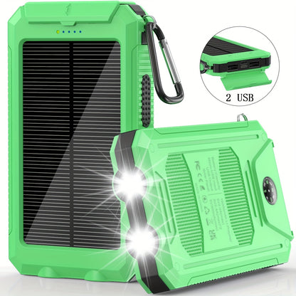 20000mAh Solar Powered Power Bank with Flashlight/USB/Type-C/Micro-Interface/G Compass, Suitable for Mobile Digital Electronics Devices, Durable and Long-lasting, Travel Camping, LED Flashlight, Climbing Buckle. Portable Sola