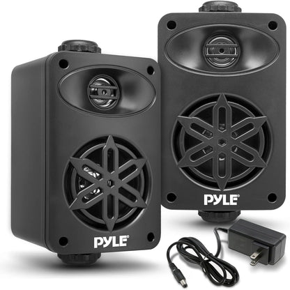 usa Bluetooth Indoor Outdoor Speakers Pair - 200 Watt Dual Waterproof 3.5” 2-Way Full Range Speaker System W/ 1/2” High Compliance Polymer Tweeter - Home, Boat, Patio, Poolside - Pdwrbt36Bk,Black