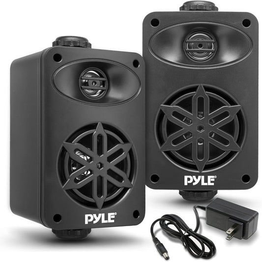 usa Bluetooth Indoor Outdoor Speakers Pair - 200 Watt Dual Waterproof 3.5” 2-Way Full Range Speaker System W/ 1/2” High Compliance Polymer Tweeter - Home, Boat, Patio, Poolside - Pdwrbt36Bk,Black