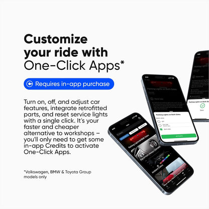 OBD2 Diagnostic Tool Scanner for Audi Seat Cupra Skoda Volkswagen BMW Mini Toyota (Android & Ios, Next Gen Device) (Pro Pack)