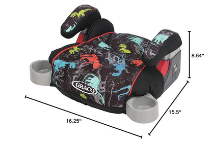 Turbobooster Backless Booster Car Seat, Dinorama, for Ages 4-10, 40-100 Pounds, up to 57 Inches Tall