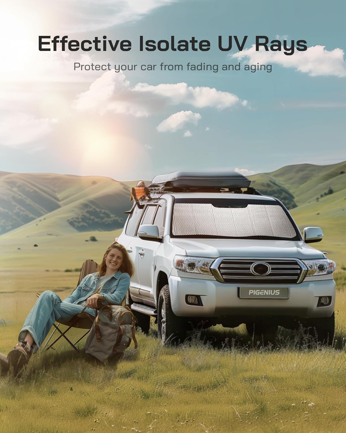 Windshield Sun Shade for Mazda CX5 2017-2025 with Rearview Mirror Mounted Camera. Reflective Aluminum Film Front Window Sunshade - BLAZBLOCK