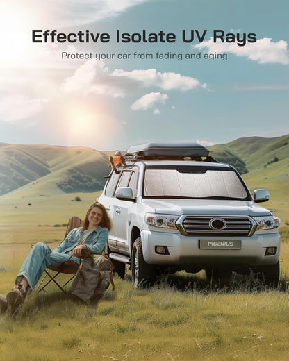 Windshield Sun Shade for Mazda CX5 2017-2025 with Rearview Mirror Mounted Camera. Reflective Aluminum Film Front Window Sunshade - BLAZBLOCK