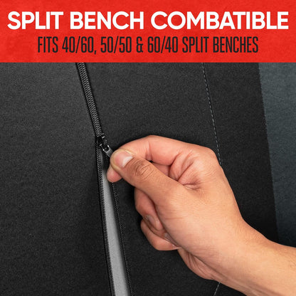 Omnifit Seat Covers for Cars, Two-Tone Gray Car Full Set with Hooded Split Bench Cover, Interior Accessories, Automotive