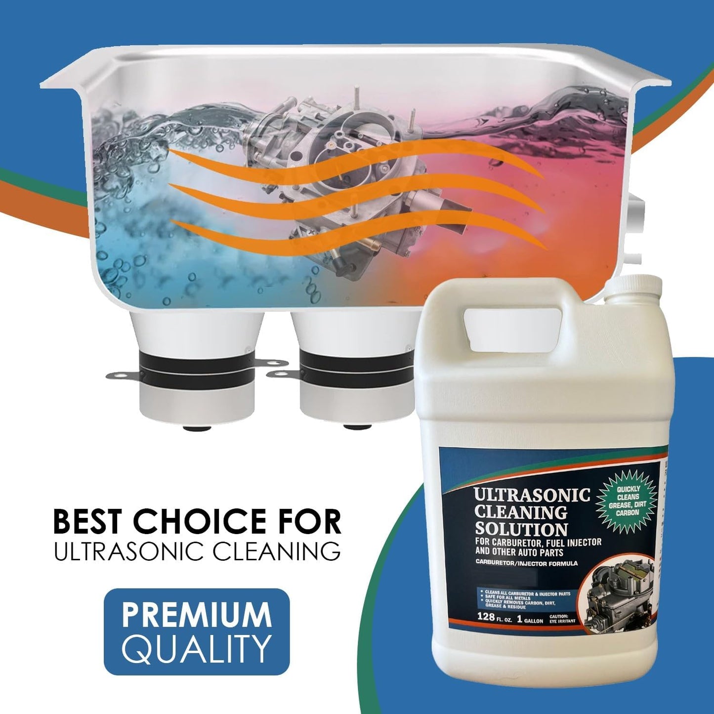 Ultrasonic Cleaner Solution for Carburetors and Engine Parts. Concentrated Washing Compound for Use in Ultrasonic Machines and Immersion Washers - Automotive Fluid (1 Gallon)