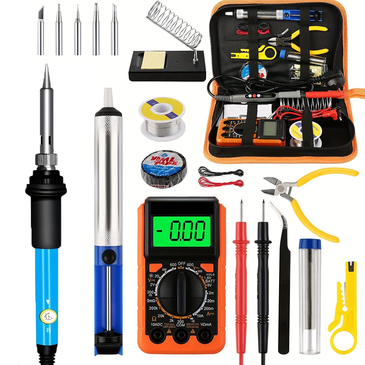 19pcs Soldering Iron Set - DIY Manual Set With Digital Multimeter, Temperature Regulating Soldering Iron, Precision Circuit Maintenance Tool - For Electronics Enthusiasts & Hobbyists - Perfect for DIY Projects & Circuit Repai