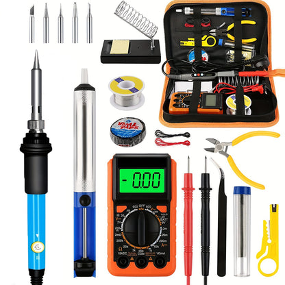 19pcs Soldering Iron Set - DIY Manual Set With Digital Multimeter, Temperature Regulating Soldering Iron, Precision Circuit Maintenance Tool - For Electronics Enthusiasts & Hobbyists - Perfect for DIY Projects & Circuit Repai