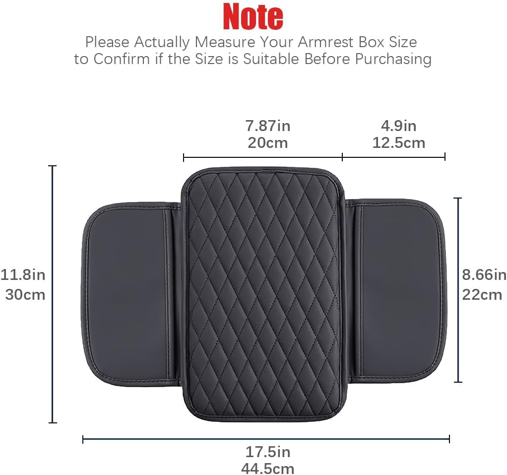 [Upgraded] Car Center Console Cover with 2 Storage Bags - Premium Nappa Leather Armrest Cover, Scratch & Wear Resistant, Waterproof Car Interior Accessories (Classic - Black)