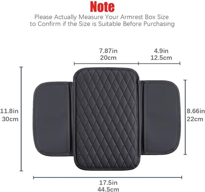 [Upgraded] Car Center Console Cover with 2 Storage Bags - Premium Nappa Leather Armrest Cover, Scratch & Wear Resistant, Waterproof Car Interior Accessories (Classic - Black)