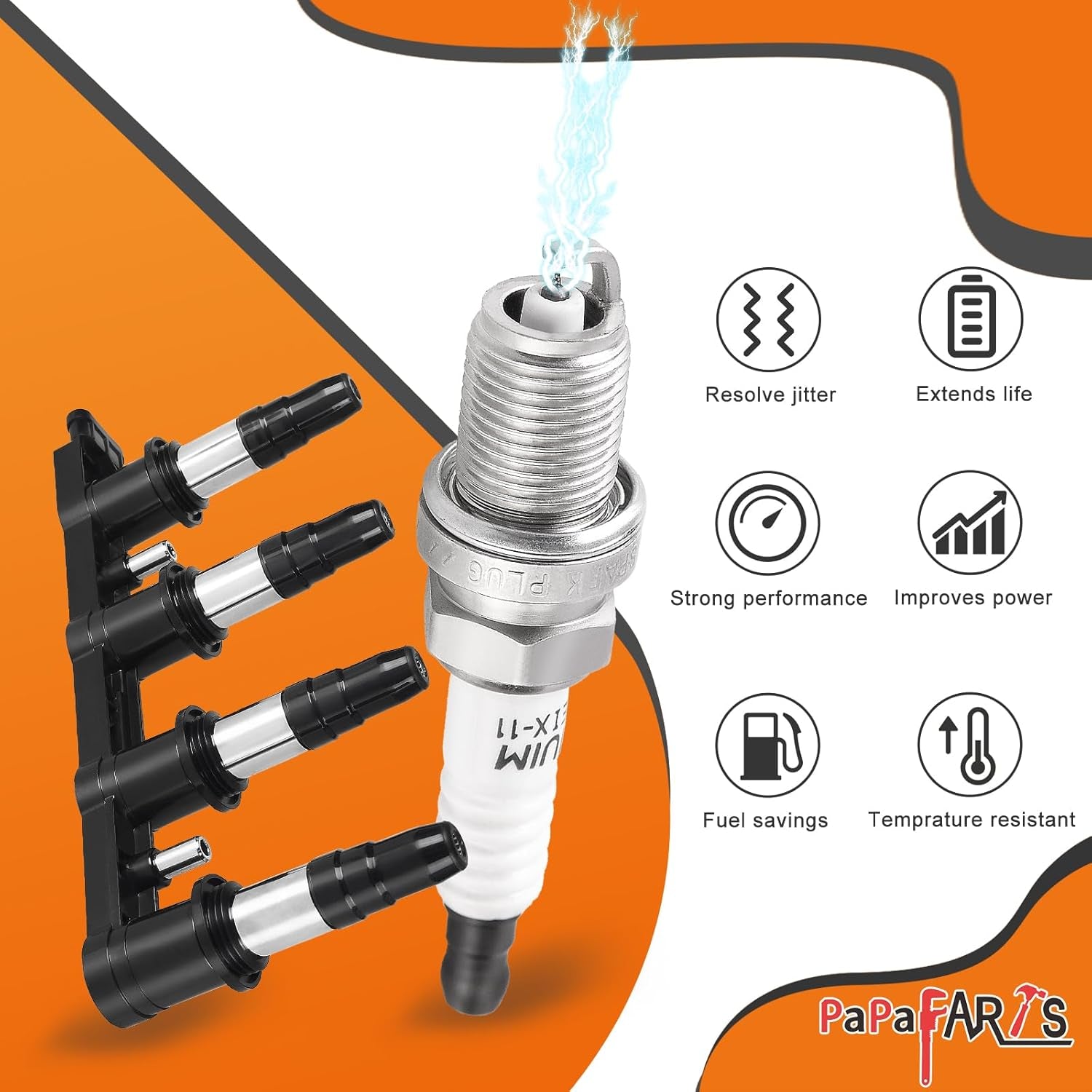 UF620 Ignition Coil Pack and Iridium Spark Plugs Compatible with Chevy Cruze 2011-2016, for Chevy Sonic 2012-2018, for Chevy Aveo 2009-2011, for Pontiac G3 2007-2010 1.6L 1.8L L4